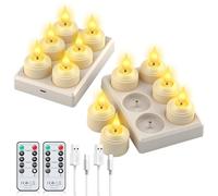 Forever Speed 12 Piezas Velas LED Recargables con estación de carga y temporizador, Vela Led Sin Llama Regulable para La Decoración Casera del Partido, Acampar