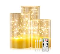 Forever Speed 3 Piezas Velas LED Recargable 1000mAH Luces de Hadas con Temporizador de Mando a Distancia Velas Decorativa Sin Llama para La Decoración Casera del Partido, Acampar, Boda - Blanco