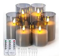 Forever Speed 6 Piezas Vidrio Gris Velas LED Recargable con Mando a Distancia, Regulable Velas Sin Llama con Cable de Carga USB para La Decoración Casera del Partido, Acampar, Boda, Regalos