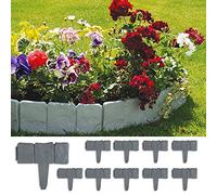 Forever Speed Borde de Jardín Efecto de Piedra 5M Borde de Piedra Jardín Patio Decoración Valla de jardín 20pcs Valla Bordes Gris