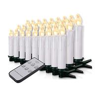 Forever Speed Miafamily, juego de velas de Navidad con 20 o 60 LEDs, inalámbricas, para el árbol de Navidad, con mando a distancia, carcasa amarilla, 40er