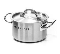 Forgast Olla baja con tapa de Acero Inoxidable | Capacidad 32 litros | Diámetro ⌀ 40 cm | La olla se puede utilizar en todo tipo de cocinas: eléctrica, gas e inducción | Aptas para el lavavajillas
