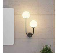 Forlight aplique de pared Sfera Double, negro, cristal, ancho 23 cm