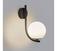 Forlight aplique de pared Sfera Single, negro, cristal, ancho 12 cm