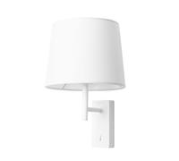 Forlight Aura - Aplique de Pared para Dormitorio E27 con Interruptor ON/OFF en la Base. Color Blanco con Pantalla de Textil
