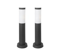 FORLIGHT Koral (2uds) Baliza Exterior para Jardín Resistente al Agua IP55. Poste de Luz para Sendero y Camino. Lámpara Bolardo de Acero Inoxidable Gris Urbano 23W. Farolillo Moderno Zonas de Paso