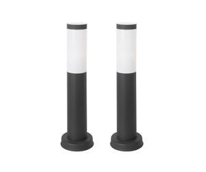 FORLIGHT Koral (2uds) Baliza Exterior para Jardín Resistente al Agua IP55. Poste de Luz para Sendero y Camino. Lámpara Bolardo de Acero Inoxidable Gris Urbano 23W. Farolillo Moderno Zonas de Paso