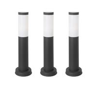 FORLIGHT Koral (3uds) Baliza Exterior para Jardín Resistente al Agua IP55. Poste de Luz para Sendero y Camino. Lámpara Bolardo de Acero Inoxidable Gris Urbano 23W. Farolillo Moderno Zonas de Paso
