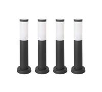FORLIGHT Koral (4uds) Baliza Exterior para Jardín Resistente al Agua IP55. Poste de Luz para Sendero y Camino. Lámpara Bolardo de Acero Inoxidable Gris Urbano 23W. Farolillo Moderno Zonas de Paso
