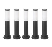 FORLIGHT Koral (5uds) Baliza Exterior para Jardín Resistente al Agua IP55. Poste de Luz para Sendero y Camino. Lámpara Bolardo de Acero Inoxidable Gris Urbano 23W. Farolillo Moderno Zonas de Paso
