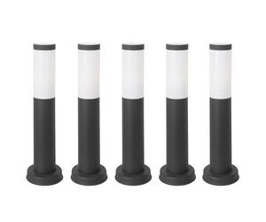 FORLIGHT Koral (5uds) Baliza Exterior para Jardín Resistente al Agua IP55. Poste de Luz para Sendero y Camino. Lámpara Bolardo de Acero Inoxidable Gris Urbano 23W. Farolillo Moderno Zonas de Paso