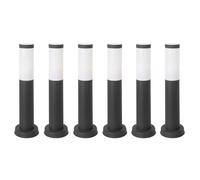 FORLIGHT Koral (6uds) Baliza Exterior para Jardín Resistente al Agua IP55. Poste de Luz para Sendero y Camino. Lámpara Bolardo de Acero Inoxidable Gris Urbano 23W. Farolillo Moderno Zonas de Paso