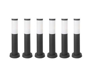 FORLIGHT Koral (6uds) Baliza Exterior para Jardín Resistente al Agua IP55. Poste de Luz para Sendero y Camino. Lámpara Bolardo de Acero Inoxidable Gris Urbano 23W. Farolillo Moderno Zonas de Paso