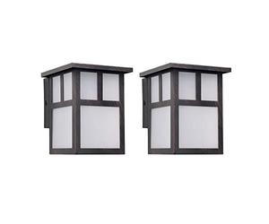 FORLIGHT Osaka (2 unidades) Aplique de Pared Exterior Rústico de Estilo Japonés. Farol de Pared para Bombilla E27. Lámpara de Pared para Jardín y Terraza IP23. Marrón Óxido