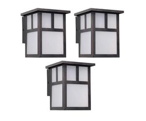 FORLIGHT Osaka (3 unidades) Aplique de Pared Exterior Rústico de Estilo Japonés. Farol de Pared para Bombilla E27. Lámpara de Pared para Jardín y Terraza IP23. Marrón Óxido