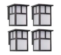 FORLIGHT Osaka (4 unidades) Aplique de Pared Exterior Rústico de Estilo Japonés. Farol de Pared para Bombilla E27. Lámpara de Pared para Jardín y Terraza IP23. Marrón Óxido