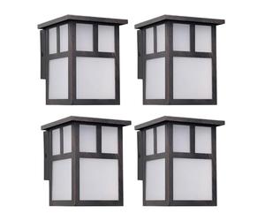 FORLIGHT Osaka (4 unidades) Aplique de Pared Exterior Rústico de Estilo Japonés. Farol de Pared para Bombilla E27. Lámpara de Pared para Jardín y Terraza IP23. Marrón Óxido