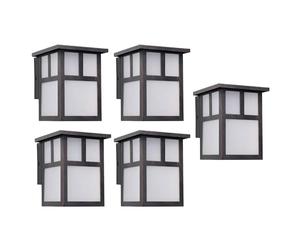 FORLIGHT Osaka (5 unidades) Aplique de Pared Exterior Rústico de Estilo Japonés. Farol de Pared para Bombilla E27. Lámpara de Pared para Jardín y Terraza IP23. Marrón Óxido