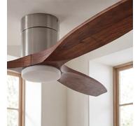Forlight - Ventilador de techo Stem Evo, Ø1320mm, motor DC silencioso, 30W + 20W LED, LED integrado, temperatura de color ajustable (CCT): 3000K - 4000K - 5000K, regulable, aspas de madera oscura