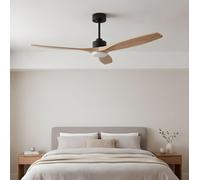 Forlight - Ventilador de techo Stem Evo, Ø1320mm, motor DC silencioso, 30W + 20W LED, LED integrado, temperatura de color ajustable (CCT): 3000K - 4000K - 5000K, regulable, color , aspas de madera cla
