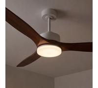 Forlight - Ventilador de techo Stem Evo, Ø1320mm, motor DC silencioso, 30W + 20W LED, LED integrado, temperatura de color ajustable (CCT): 3000K - 4000K - 5000K, regulable, color blanco, aspas de made