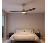 Forlight - Ventilador de techo Stem Evo, Ø1320mm, motor DC silencioso, 30W + 20W LED, LED integrado, temperatura de color ajustable (CCT): 3000K - 4000K - 5000K, regulable, aspas de madera oscura