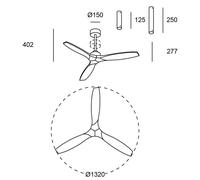 Forlight - Ventilador de techo Stem Evo, Ø1320mm, motor DC silencioso, 30W, 6 velocidades, incluye mando a distancia, para espacios de 20-32 m², color blanco, aspas blancas, con modo verano/invierno