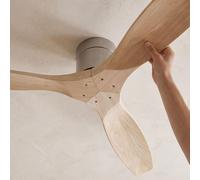 Forlight - Ventilador de techo Stem Evo, Ø1320mm, motor DC silencioso, 30W, 6 velocidades, incluye mando a distancia, para espacios de 20-32 m², color madera clara, aspas de madera clara, modo verano/