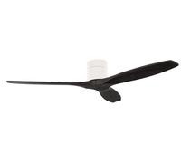Forlight - Ventilador de techo Stem Evo, diámetro 1320 mm, motor DC silencioso, 30W, 6 velocidades, incluye mando a distancia, para espacios de 20-32 m², color blanco, aspas negras, con modo verano/in