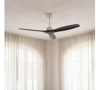Forlight - Ventilador de techo Stem Evo, diámetro 1320 mm, motor DC silencioso, 30W, 6 velocidades, incluye mando a distancia, para espacios de 20-32 m², color blanco, aspas negras, con modo verano/in