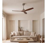 Forlight - Ventilador de techo Stem Evo, diámetro 1320 mm, motor DC silencioso, 30W, 6 velocidades, incluye mando a distancia, para espacios de 20-32 m², color madera oscura, aspas de madera oscura, c