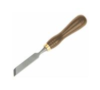 Formón oblicuo para tallar Faithfull de 12,7 mm (1/2 pulg.) | Formón oblicuo, hoja acero pulido, mango nogal FSC®, espiga profunda y virola hierro; para rebajar y acabados
