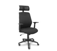 FORÖL Silla de oficina Parolis con mecanismo basculante y cabecero 2D, Negro