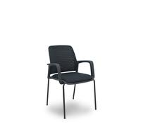FORÖL Silla Opti519 tapizada en PVC/Tela Negro con brazos fijos