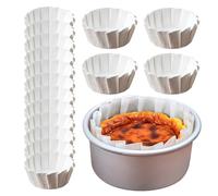 Forros para hornear, paquete de 50 redondos de papel pergamino a prueba de aceite, tazas interactivas antiadherentes para pasteles y postres para horno, freidora de aire, cupcakes y tartas de queso