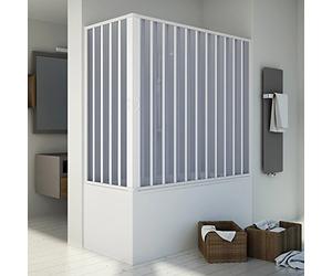 Forte BR200001 Mampara bañera Free de ángulo reducible, Color Blanco, 70x170 CM