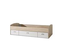 FORTE Lupo Cama juvenil, derivado de madera, gris mate combinado con blanco, 203,6 x 96 x 65 cm