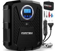 FORTEM Inflador Hinchador Ruedas Coche, Compresor Aire Eléctrico Portátil | Manómetro Digital, Autobombeo, Parada Automática, Para Coche, Bicicleta y Moto, Bolsa Incluida