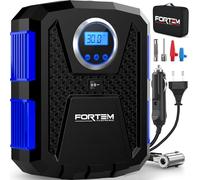 FORTEM Inflador Hinchador Ruedas Coche, Compresor Aire Eléctrico Portátil | Manómetro Digital, Autobombeo, Parada Automática, Para Coche, Bicicleta y Moto, Bolsa Incluida