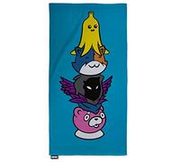 Fortnite - Toalla Oficial (140 x 70 cm, Peely, Meowscles, Raven and Cuddle Team Leader | 100% algodón súper Suave, Ideal para el hogar, la Playa y la Piscina,