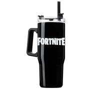 Fortnite Vaso Termico con Pajita y Asa Tapa, Aislamiento Termo Cafe Acero Inoxidable Doble Pared 940ml, Bebidas Frías 17H Calientes 8H Hielo 45H