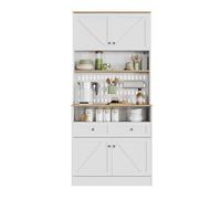Fortuna Lai: Elegante aparador blanco para comedor con 2 cajones y 4 puertas. Buffet elegante para cocina, comedor y sala de estar, con tiradores plateados y amplio espacio de almacenamiento