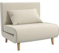 Fortuna Lai: Sofá cama individual, sofá convertible con respaldo ajustable, estilo nórdico, tapizado en imitación de lino, ideal para salones y habitaciones de invitados
