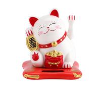 Fortune Lucky Wealth Welcoming Cat Lindo Gato con energía Solar con Brazo agitador exhibición del hogar decoración del Coche Maneki Neko (Blanco)