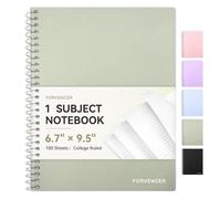 Forvencer Small Notebook, 6" x 9.5" Spiral Notebook College Ruled, 1 Subject, Perforated Pages, Sturdy Pocket Divider, 80 Sheets, Fights Ink Bleed, Water Resistant Cover, School Supplies
