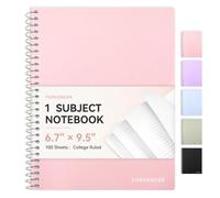 Forvencer Small Notebook, 6" x 9.5" Spiral Notebook College Ruled, 1 Subject, Perforated Pages, Sturdy Pocket Divider, 80 Sheets, Fights Ink Bleed, Water Resistant Cover, School Supplies