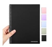 Forvencer Small Notebook, 6" x 9.5" Spiral Notebook College Ruled, 1 Subject, Perforated Pages, Sturdy Pocket Divider, 80 Sheets, Fights Ink Bleed, Water Resistant Cover, School Supplies