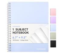 Forvencer Small Notebook, 6" x 9.5" Spiral Notebook College Ruled, 1 Subject, Perforated Pages, Sturdy Pocket Divider, 80 Sheets, Fights Ink Bleed, Water Resistant Cover, School Supplies