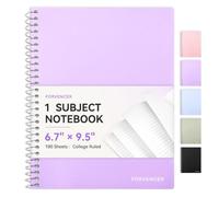 Forvencer Small Notebook, 6" x 9.5" Spiral Notebook College Ruled, 1 Subject, Perforated Pages, Sturdy Pocket Divider, 80 Sheets, Fights Ink Bleed, Water Resistant Cover, School Supplies