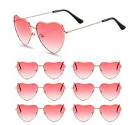 FOSDICK 6 Piezas Gafas Corazon Rosa, Gafas Fiesta Retro Hippie Mujer, Divertidas Gafas Despedida de Soltera Rosa Degradado para Fiestas Cumpleaños, Carnaval, Viajes, Sesión de Fotos y Cosplay